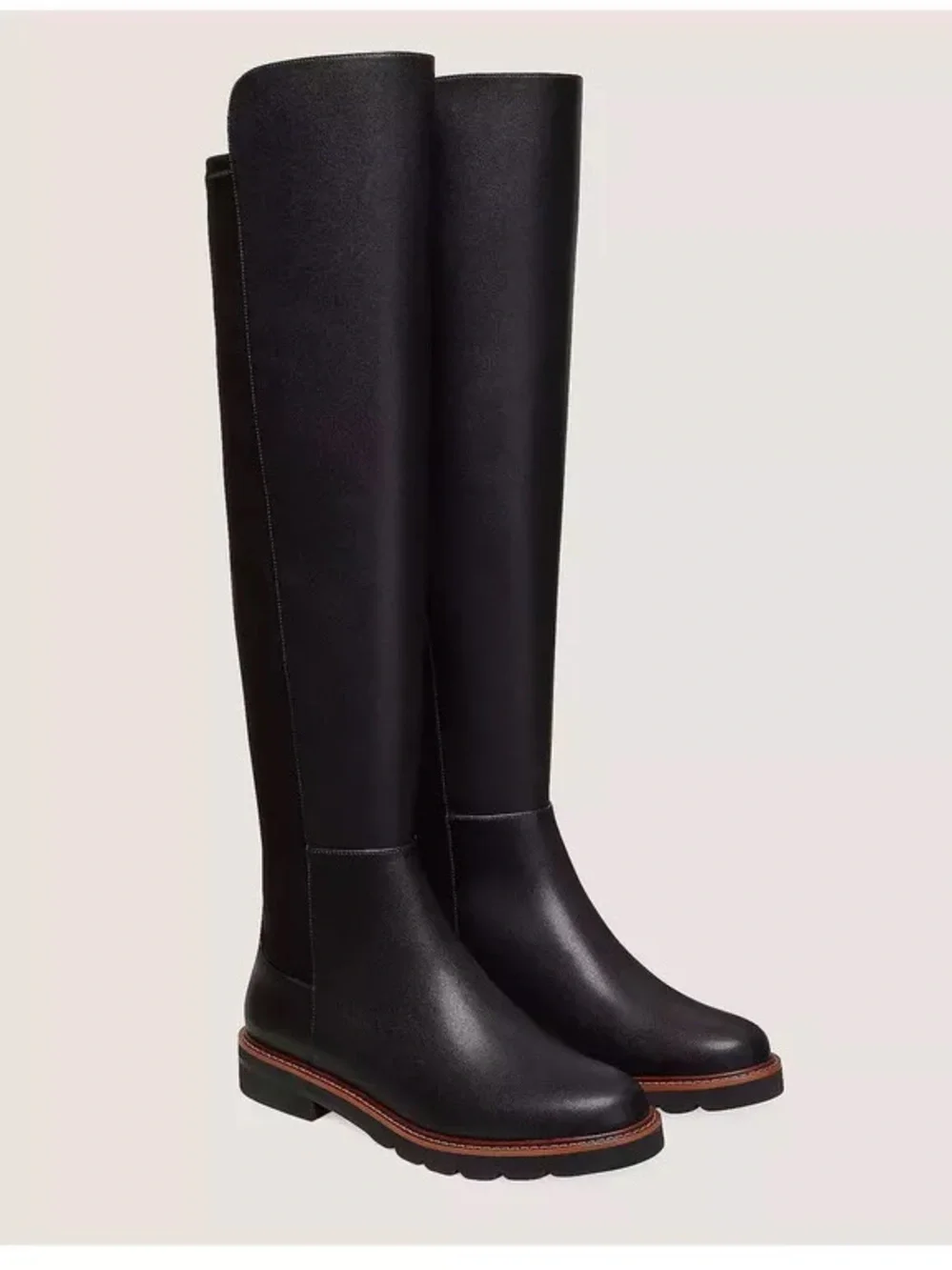 Stuart Weitzman Black Leather Adrina City Boot Over The Knee Boots Size 9 / 39.5